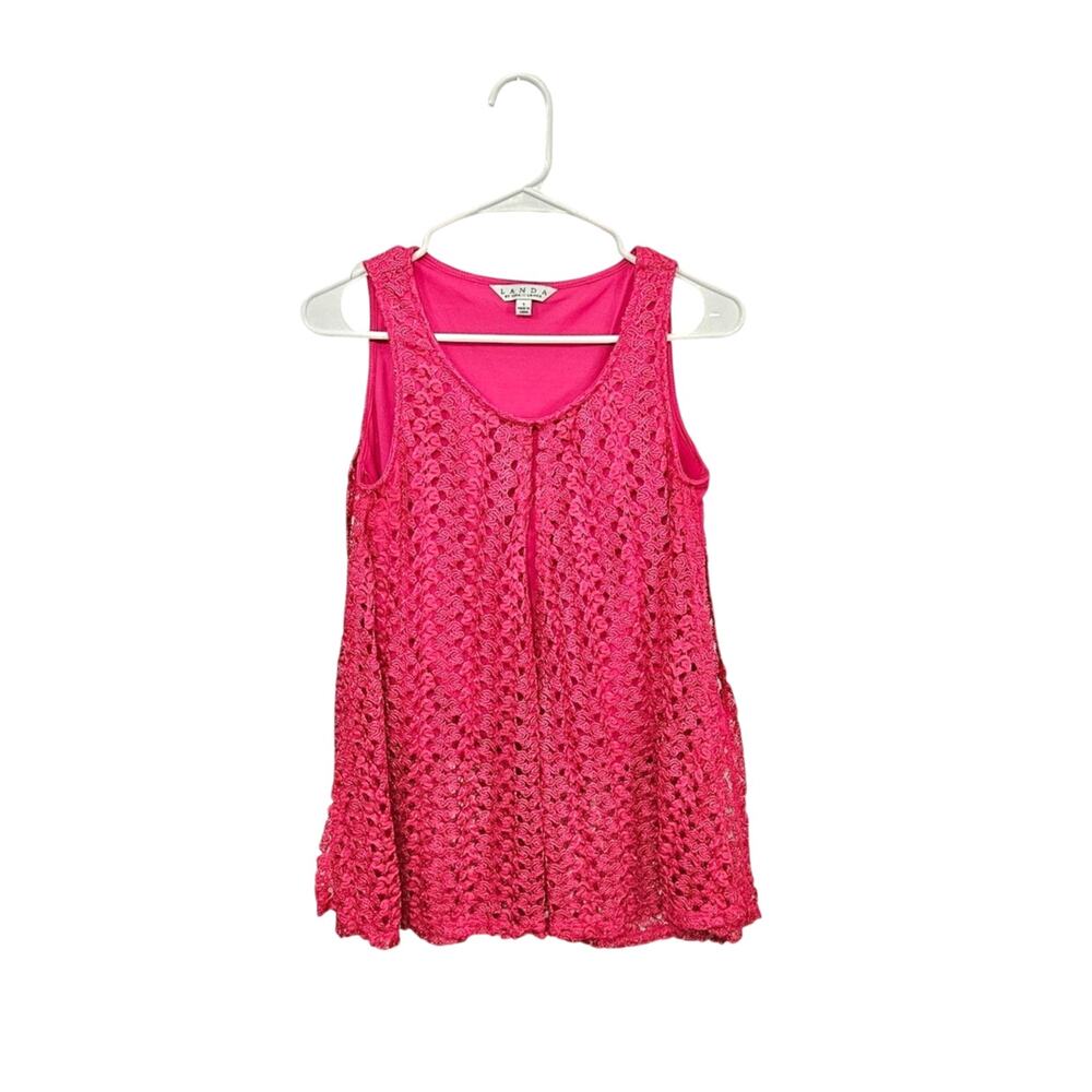Dora Landa Pink Lace Layered Top Size Small Sleeveless
